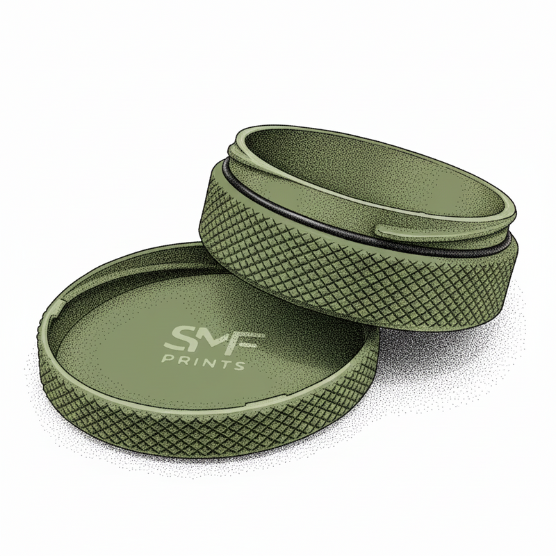 Green textured container with 'SMF Prints' branding on a white background